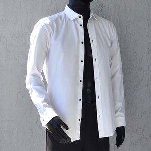 H&M Men's Luxury Pure Cotton White /Black Button Dress Shirt